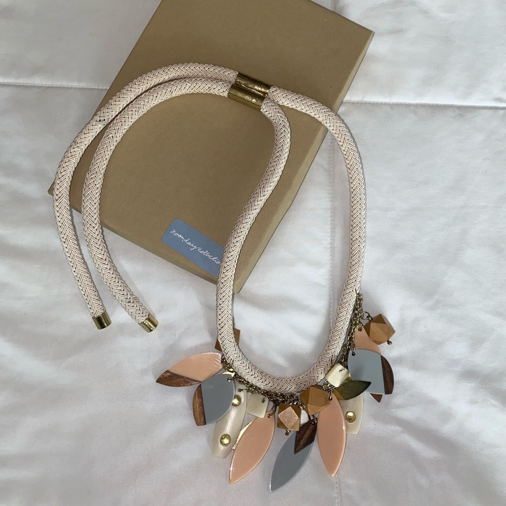 Noonday Necklace, peach/gray rope